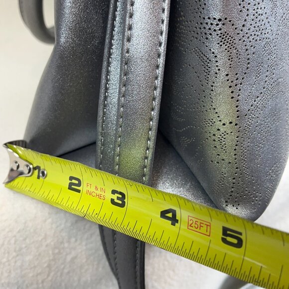 NWOT Mark New York Embelished Pattern Metalic Grey Satchel Bag - Picture 13 of 14